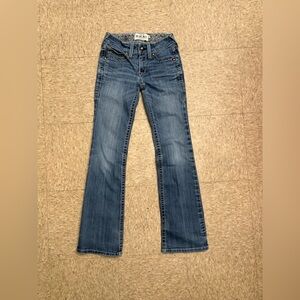 Ariat REAL Denim Mid Rise Bootcut Jeans Blue Embroidered Stretch Medium Wash